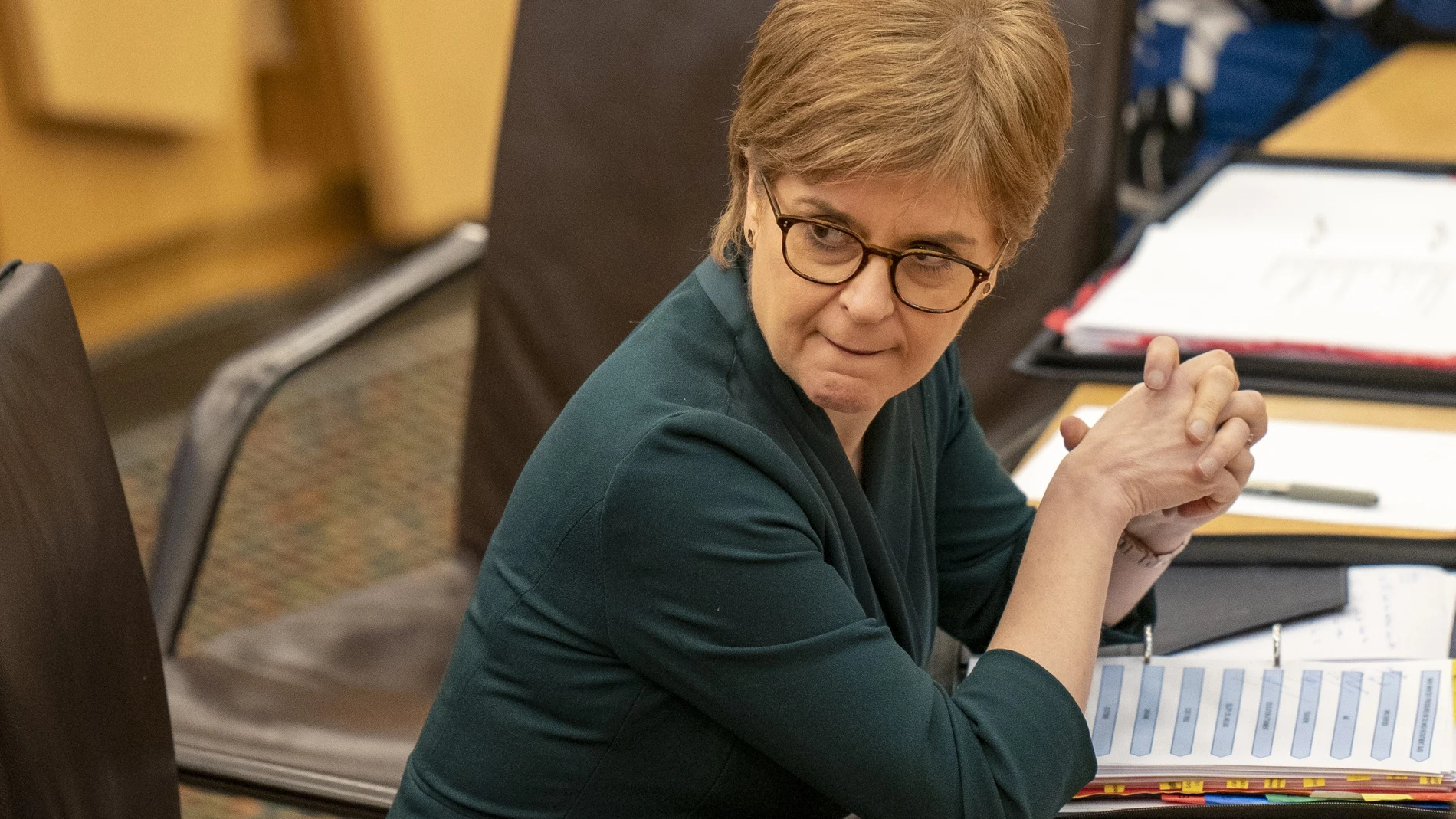La ministra principal de Escocia, Nicola Sturgeon, en el Parlamento de Edimburgo