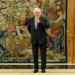 El nuevo presidente del Tribunal Constitucional (TC), Cándido Conde-Pumpido, en Zarzuela antes de su audiencia con Felipe VI