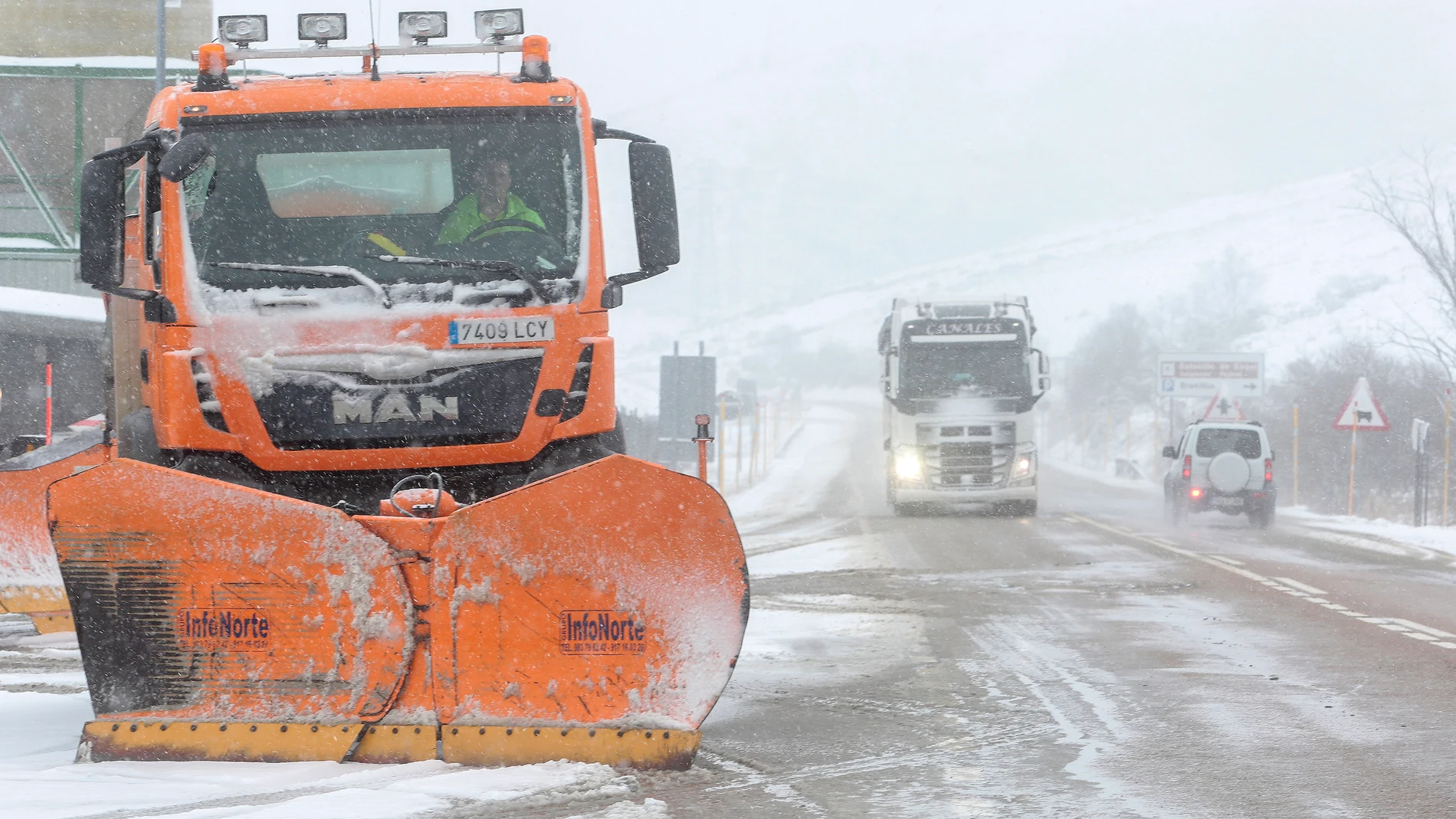 Nieve en el Puerto de Pajares (León)