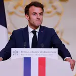 El presidente francés, Emmanuel Macron, pronuncia un discurso el martes 17 en la entrega de unos premios del deporte