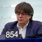 El expresidente de la Generalitat Carles Puigdemont, hoy, en una sesión del Parlamento Europeo