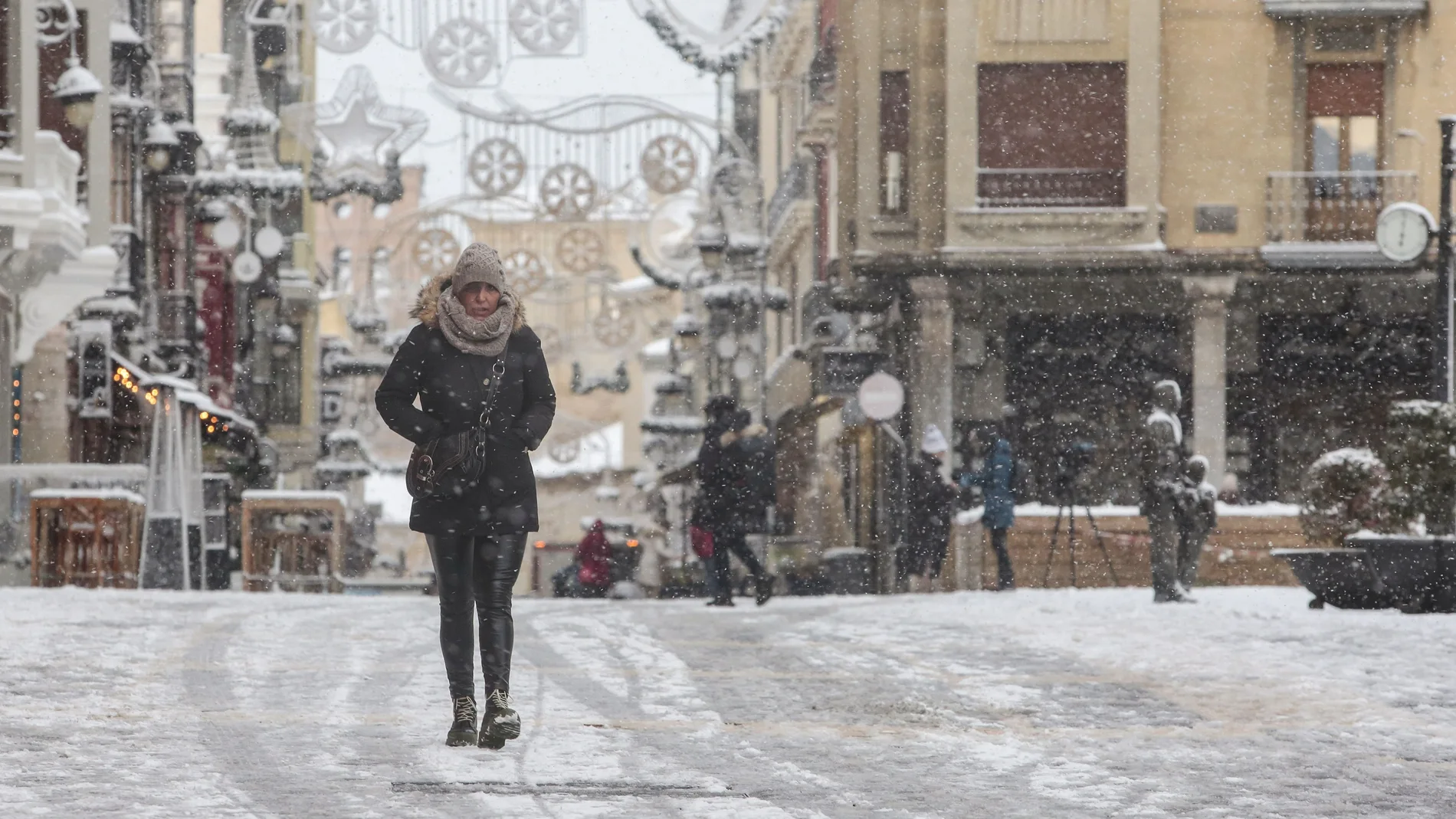 Nieve en la capital leonesa