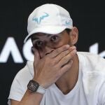 Nadal, durante la conferencia de prensa después de perder en el Open de Australia