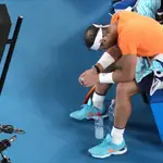 Nadal, instantes después de lesionarse en el partido ante McDonald