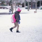 Una niña en un parque cubierto de nieve, a 18 de enero de 2023, en Vitoria-Gasteiz, Álava