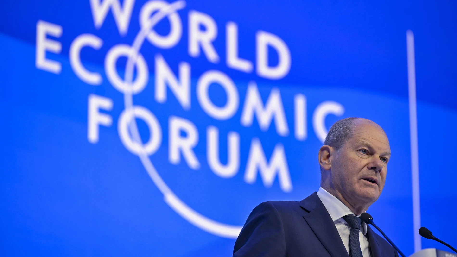 El canciller alemán, Olaf Scholz, durante el Foro Mundial de Davos