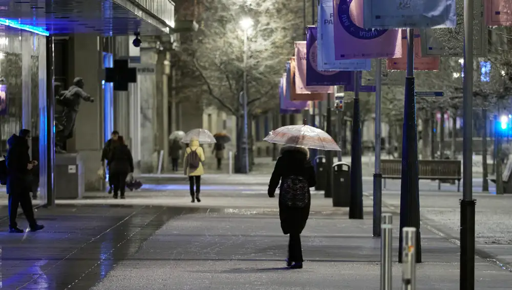 Nieve en Pamplona este miércoles 18 de enero de 2023.Eduardo Sanz- Europa Press18/01/2023