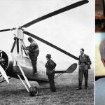 Juan de la Cierva voló por primera vez con el autogiro el 17 de enero de 1923. Al lado, Antonio Garrigues Díaz-Cañabate