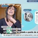 Taciana Díaz durante su conexión en directo en Más Vale Tarde