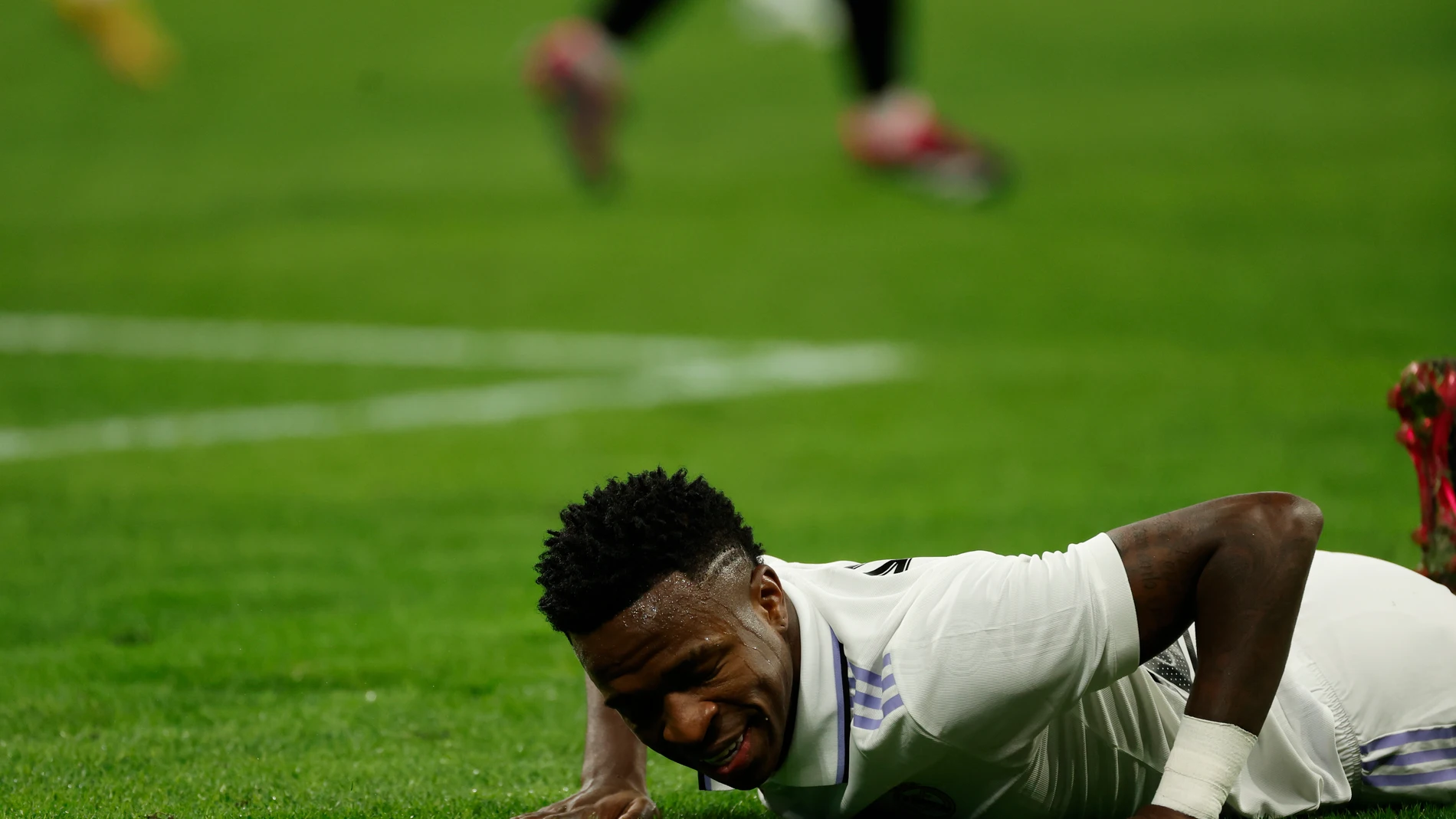 Vinicius, tras recibir una falta