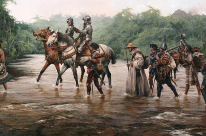 «La entrada de Hernán Cortés en México», obra de Augusto Ferrer Dalmau