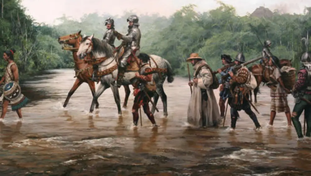 «La entrada de Hernán Cortés en México», obra de Augusto Ferrer Dalmau