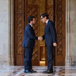 El presidente de la Generalitat, Pere Aragonès, y el primer secretario del PSC, Salvador Illa, ayer en Barcelona