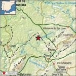 Mapa del terremoto registrado en Olvera. IGN