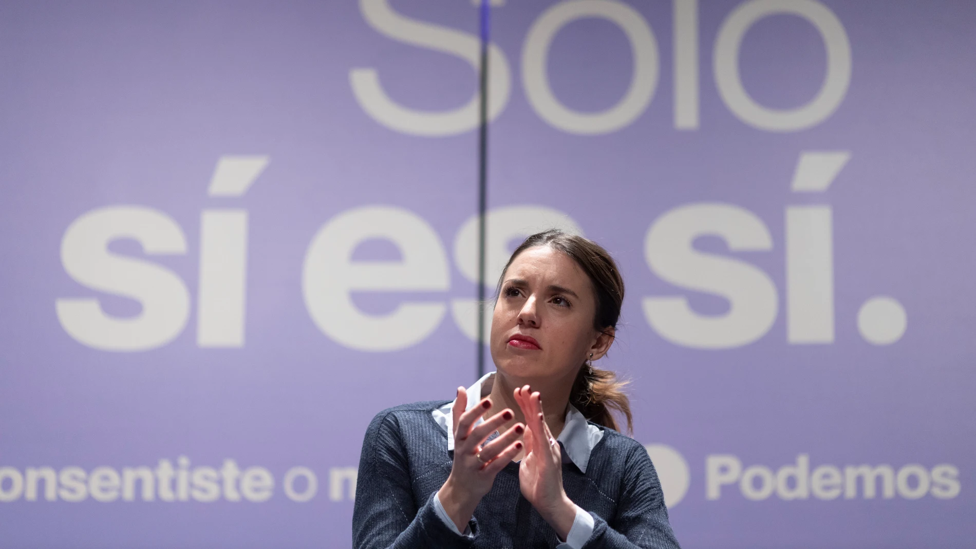 La ministra de Igualdad, Irene Montero, durante un acto a favor de la ley del solo sí es sí