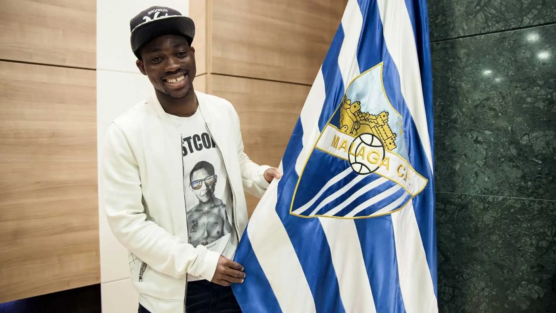 Christian Atsu, durante su presentación como jugador del Málaga