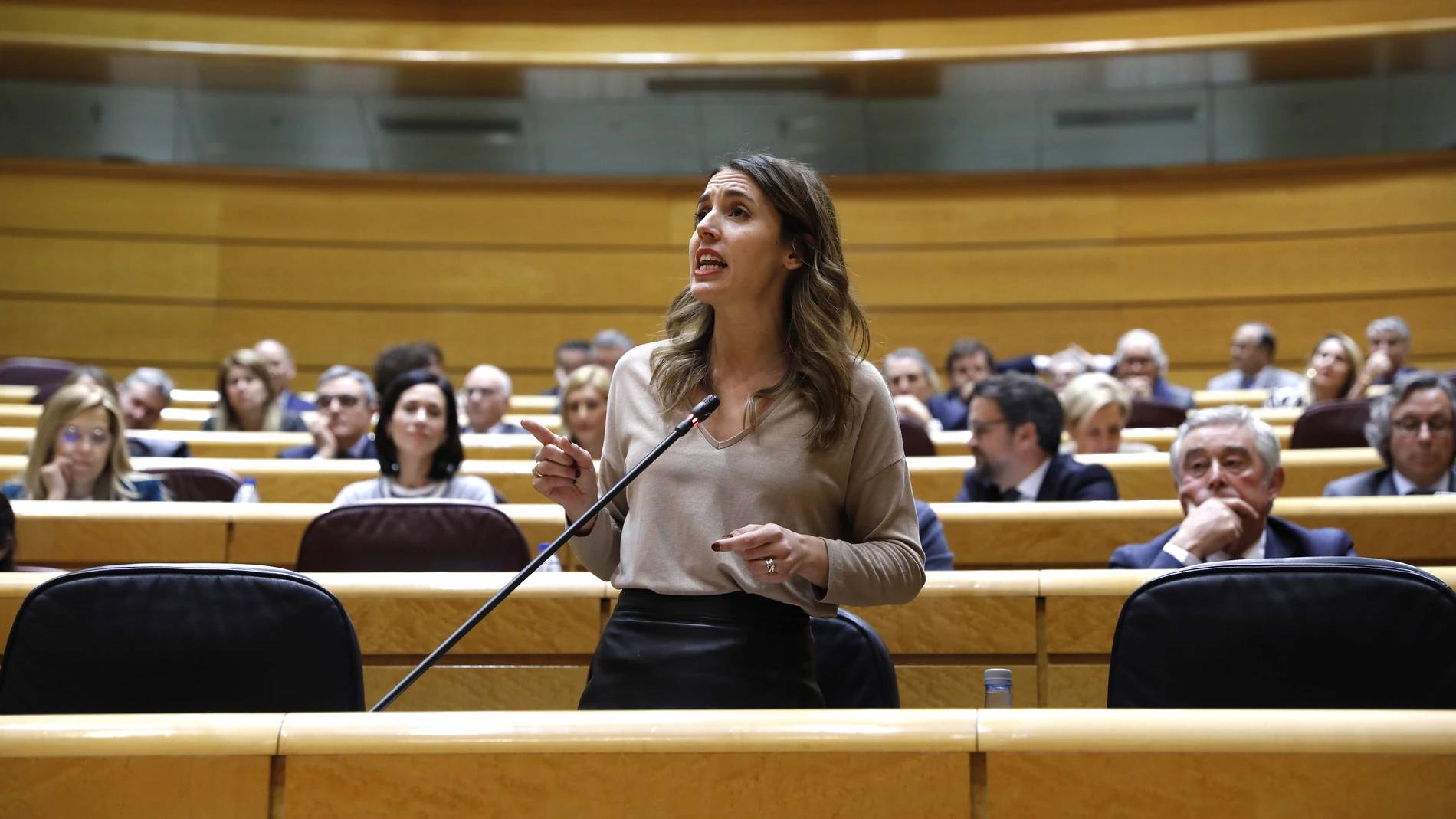 Irene Moreno durante la sesión de control al Gobierno en el Senado.