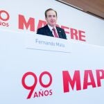 El presidente de Mapfre, Antonio Huertas, presenta los resultados anuales de 2022, en el auditorio de Fundación Mapfre, a 9 de febrero de 2023, en Madrid (España). Mapfre registró un beneficio atribuido de 642 millones de euros en 2022, lo que representa un 16,1% menos que el ejercicio anterior, al tiempo que los ingresos se incrementaron un 8,3%, hasta los 29.510 millones de euros y las primas crecieron un 10,8%, superando los 24.540 millones de euros. La compañía ha achacado el incremento de primas a una mejora generalizada del negocio asegurador en prácticamente todas las regiones, con incrementos significativos en Latinoamérica y Norteamérica.