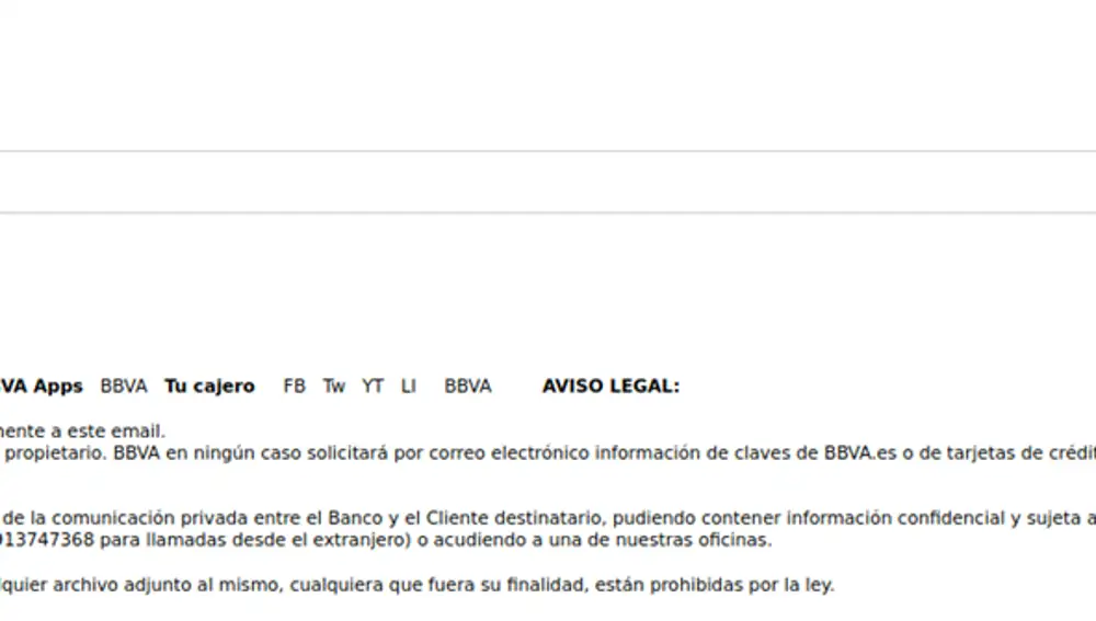 Correo fraudulento BBVA