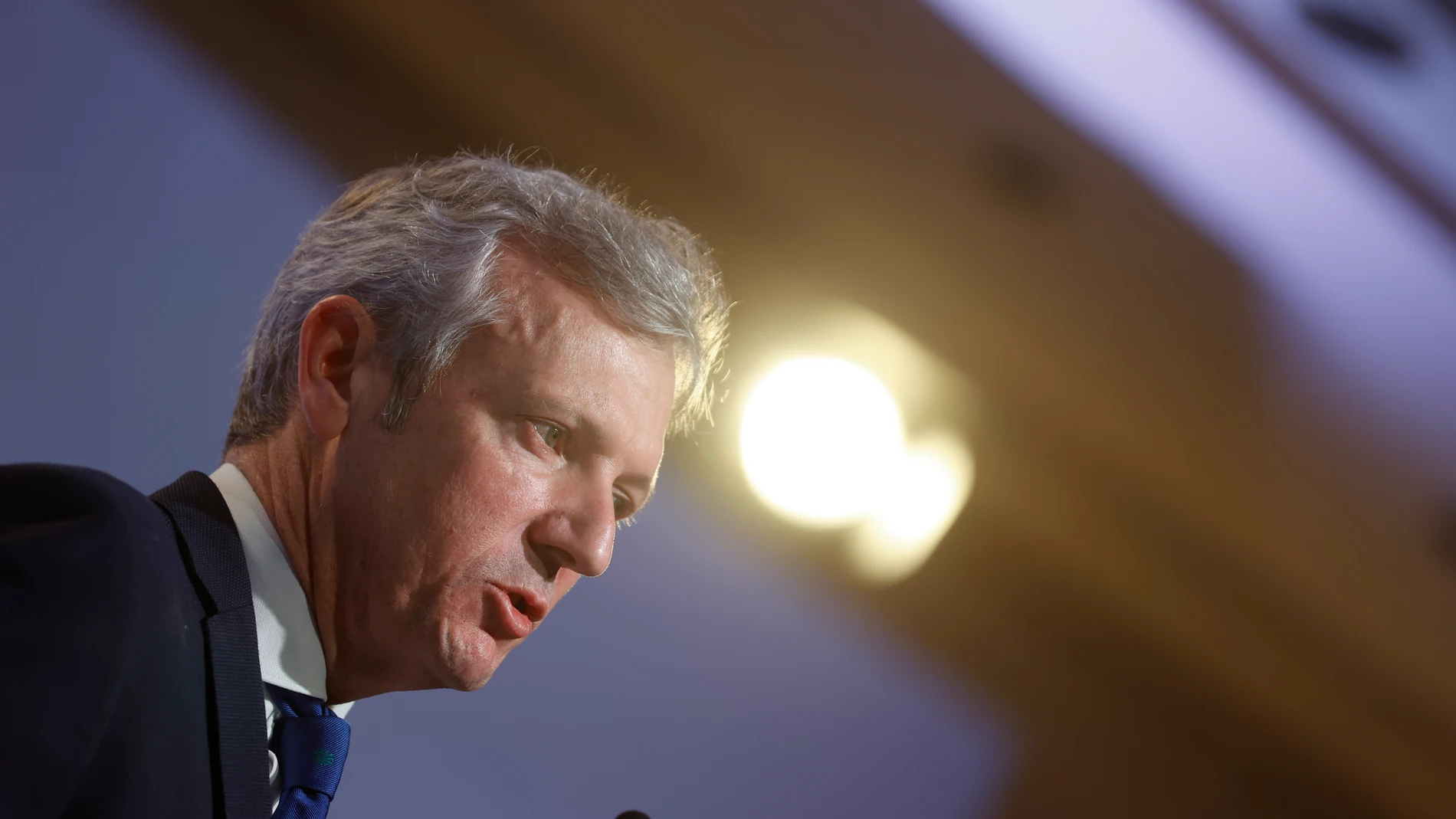 MADRID, 14/02/2023.- El presidente de la Xunta de Galicia, Alfonso Rueda, interviene en un foro organizado por El Debate Hotel Four Seasons este martes en Madrid. EFE/ Javier Lizón