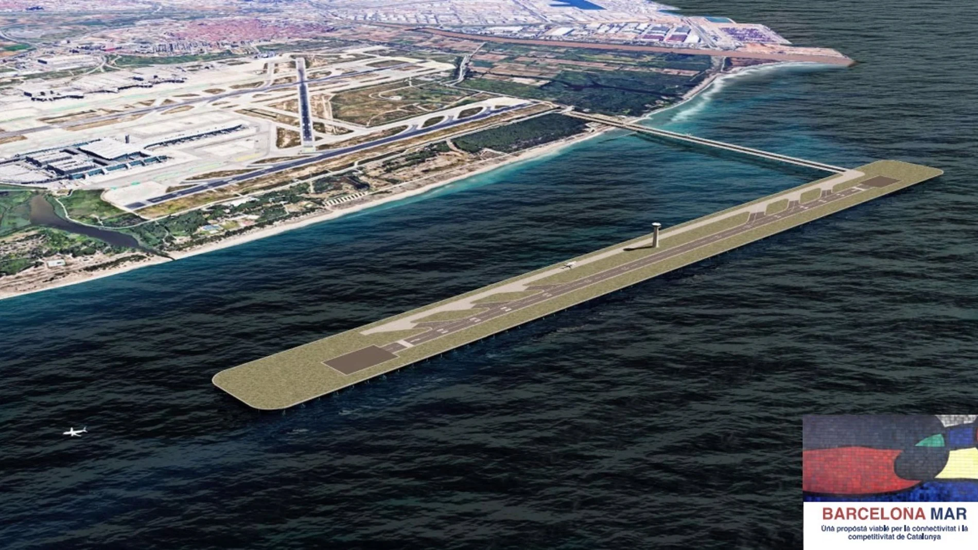 Recreación de la pista del aeropuerto sobre el mar