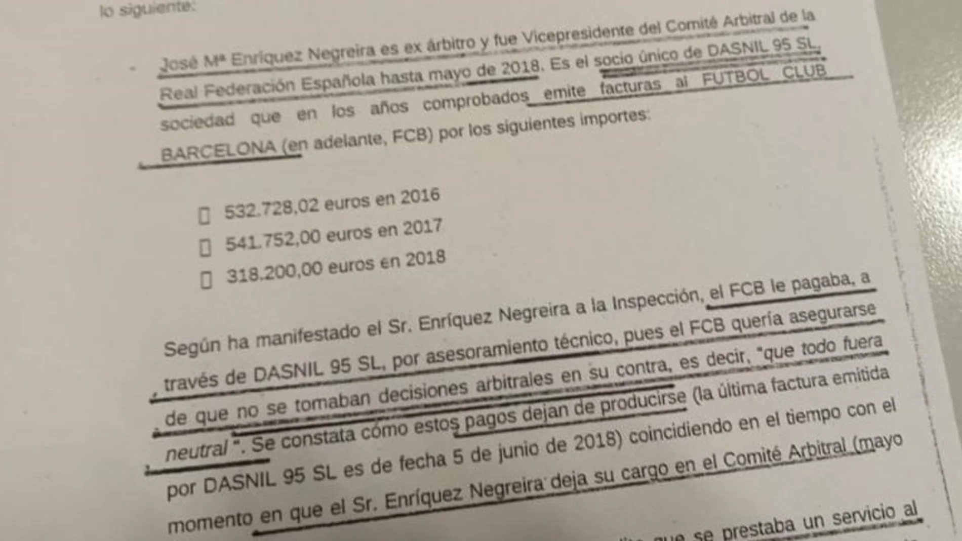La declaración de Negreira