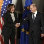 ermany's Chancellor Olaf Scholz, right, meets Vize President of the United States Kamala Harris at the Munich Security Conference in Munich, Germany, Friday, Feb. 17, 2023. 