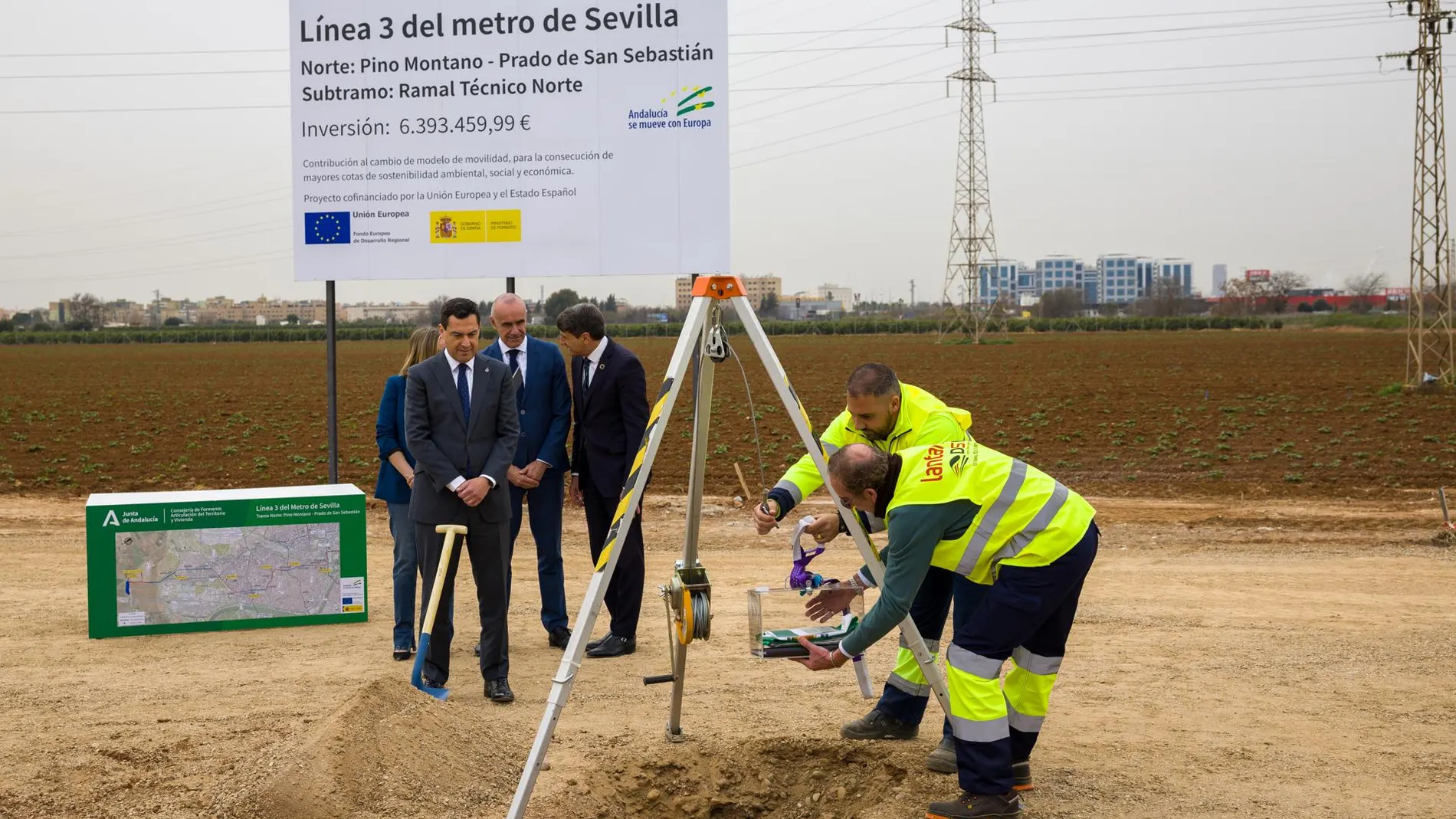 Colocación de la primera piedra de la línea 3 del Metro de Sevilla