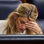 La ministra Yolanda Diaz durante la sesión de control al gobierno en el Congreso de los Diputados.
