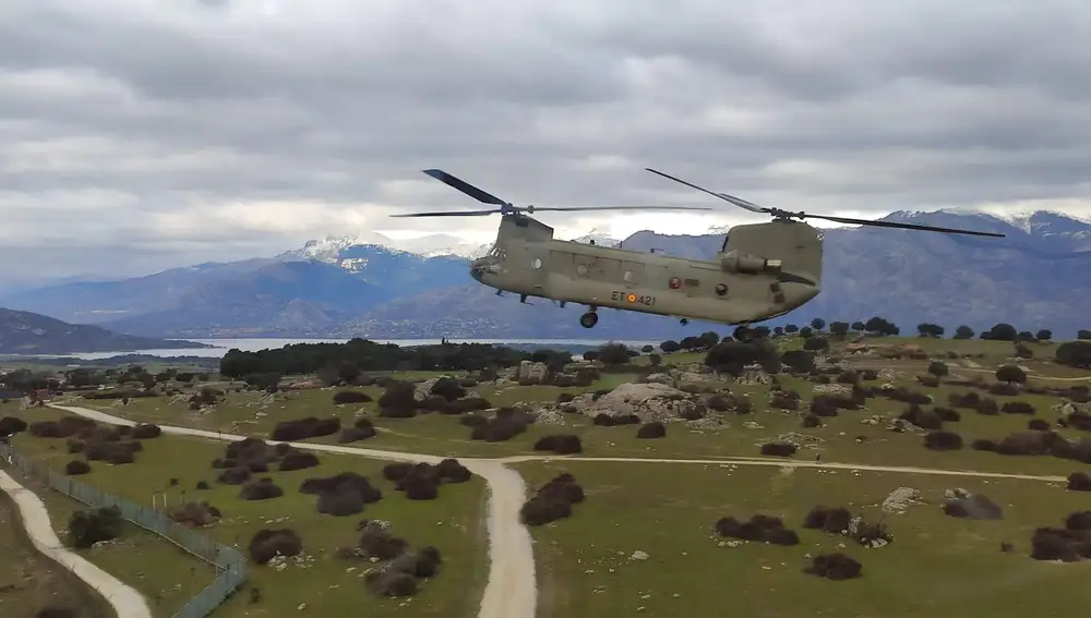 Un Chinook en pleno vuelo