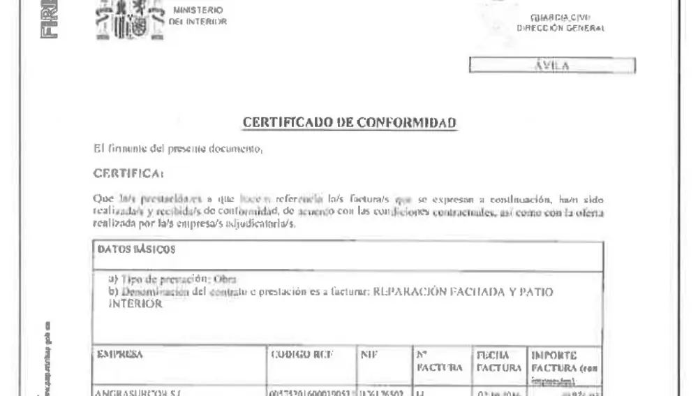 Factura firmada con el Alonso Rodríguez con las empresas de "Mon"