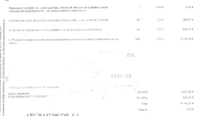 Factura de Angrasurcor (empresa de "Mon")