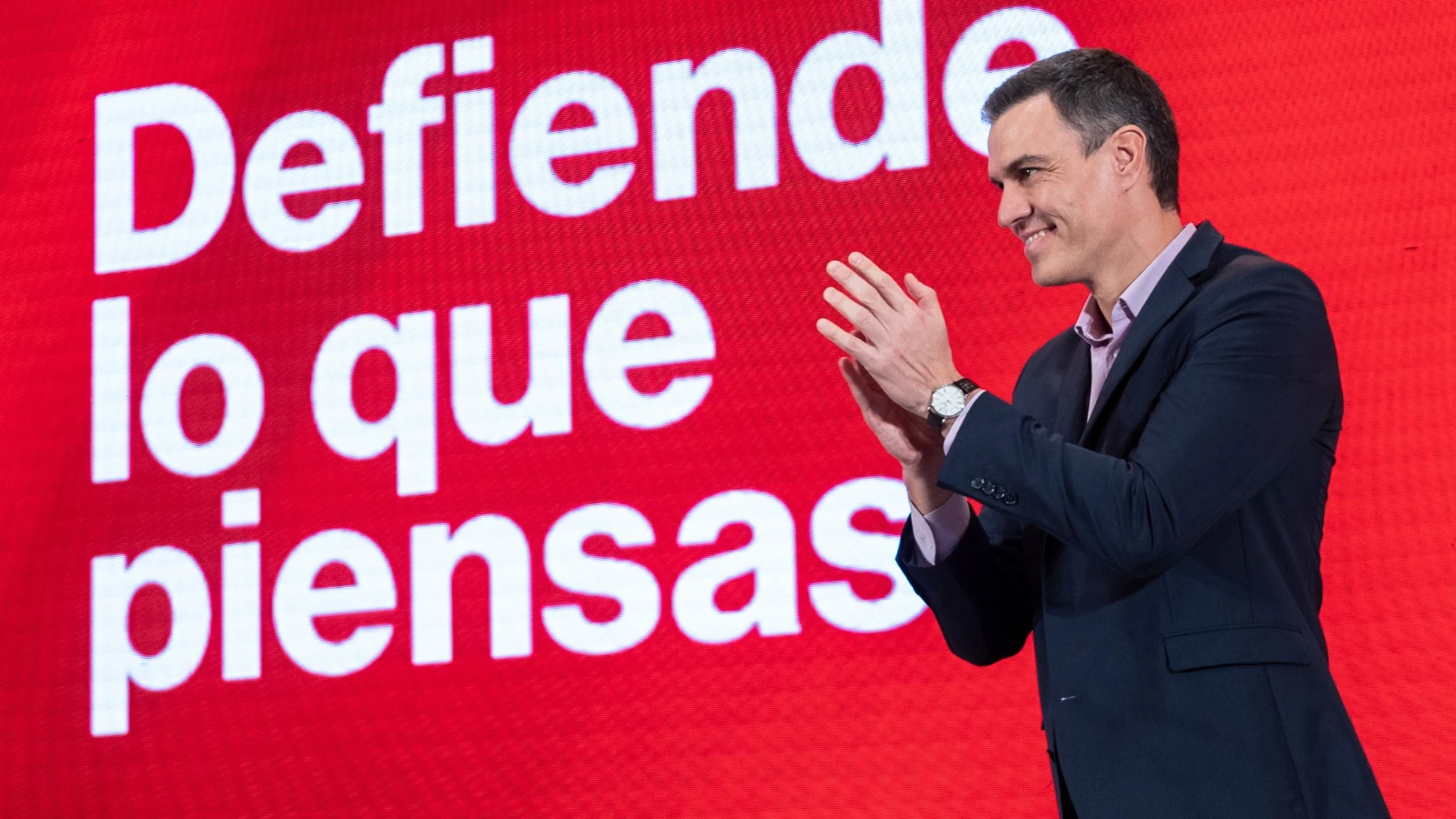 Pedro Sánchez en un acto de partido en Huelva