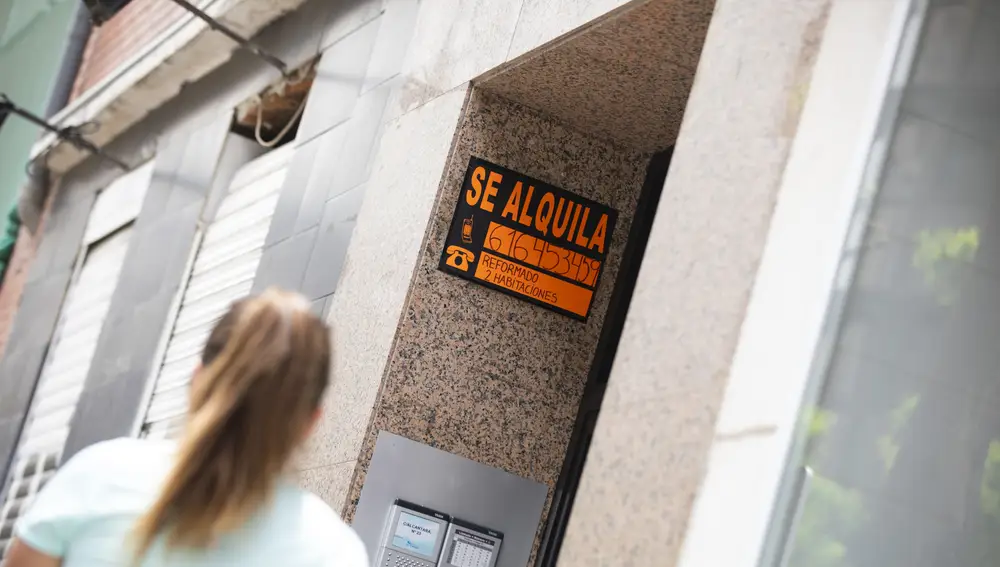 Carteles de Se Alquila vivienda. Mercado inmobiliario.