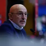 Luis de la Fuente, head coach of Spain, attends during his press conference celebrated at Ciudad del Futbol on March 17, 2023, in Las Rozas, Madrid, Spain.