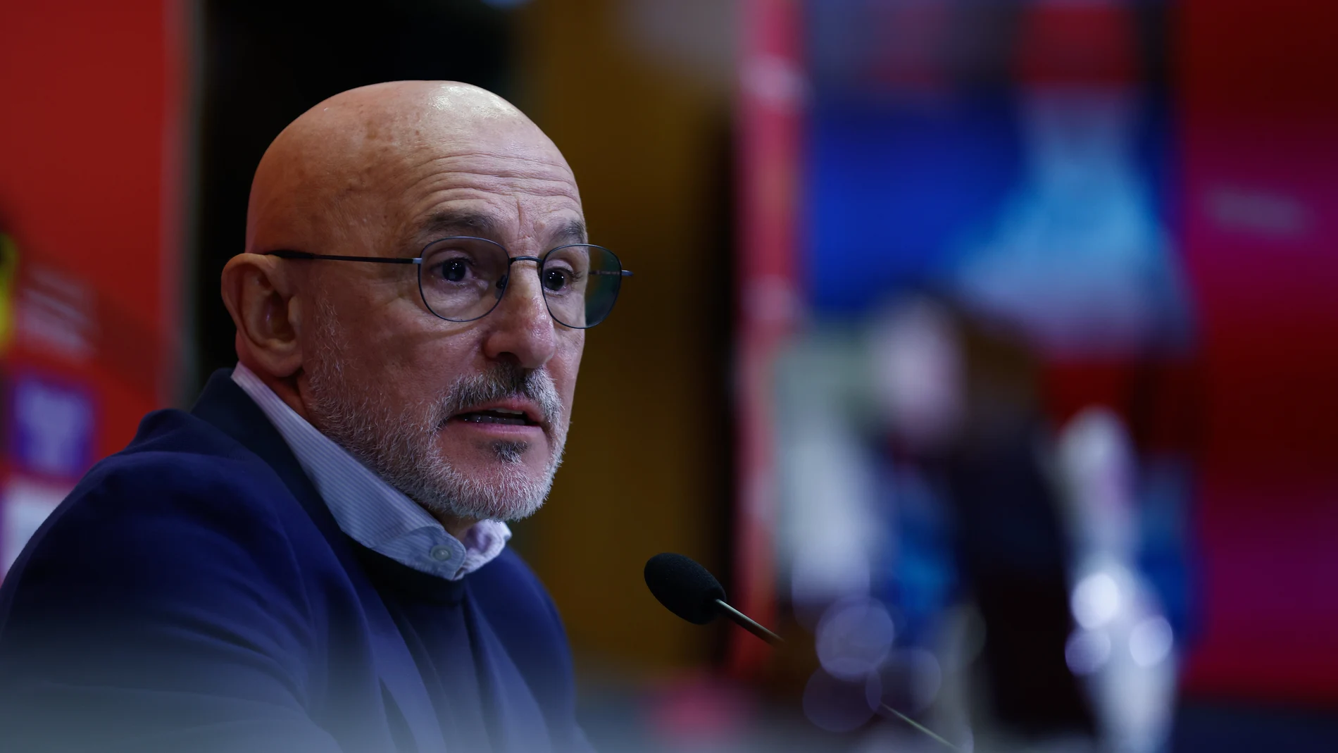 Luis de la Fuente, head coach of Spain, attends during his press conference celebrated at Ciudad del Futbol on March 17, 2023, in Las Rozas, Madrid, Spain.