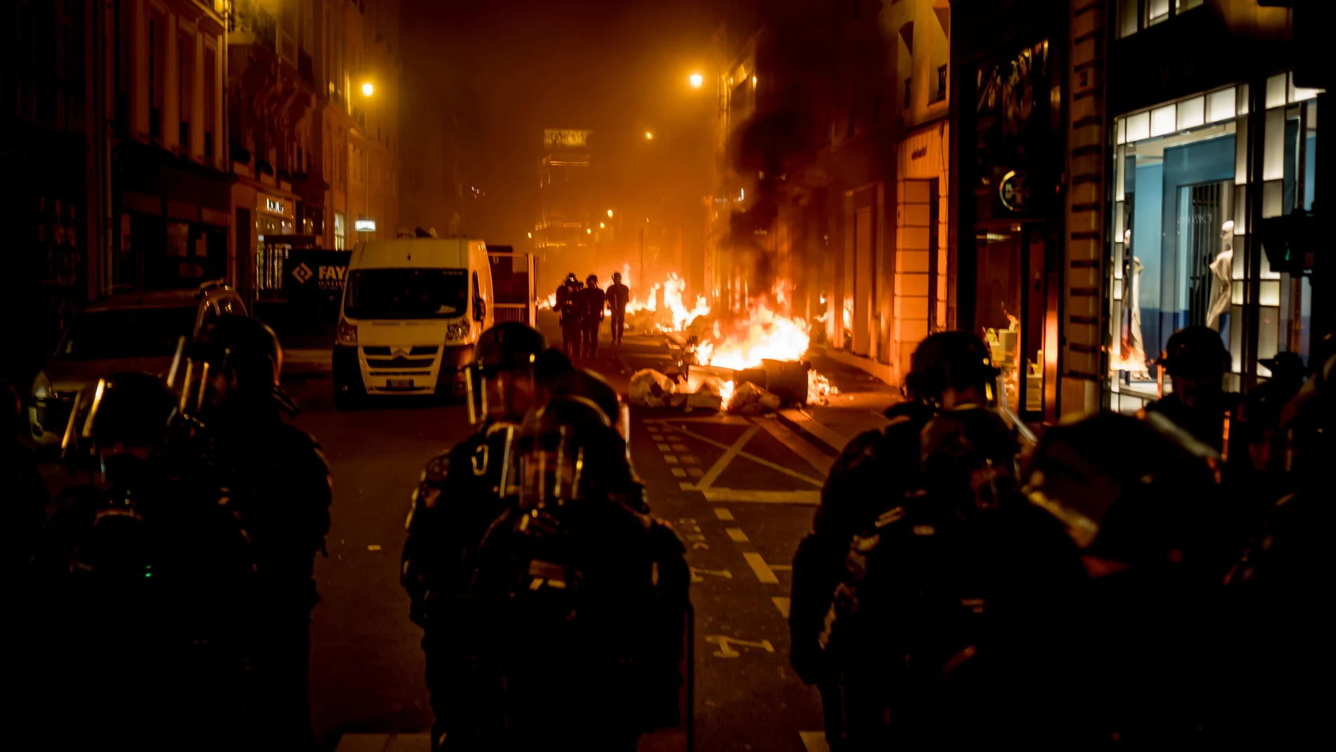 March 16, 2023, Paris, Paris, France: Demonstration in Paris at Place de la Concorde, following the use of Article 49.3 to validate the government's pension reform, clashes broke out with the police..#no russia 16/03/2023