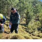 Un momento del rescate de los huesos del montañero francés