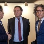 El fiscal general del Estado, Álvaro García Ortiz, preside la reunión de fiscales jefes y jefas provinciales de toda España. En la imagen, junto al fiscal jefe de Salamanca, Juan José Pereña y el fiscal superior de CYL, Santiago Mena