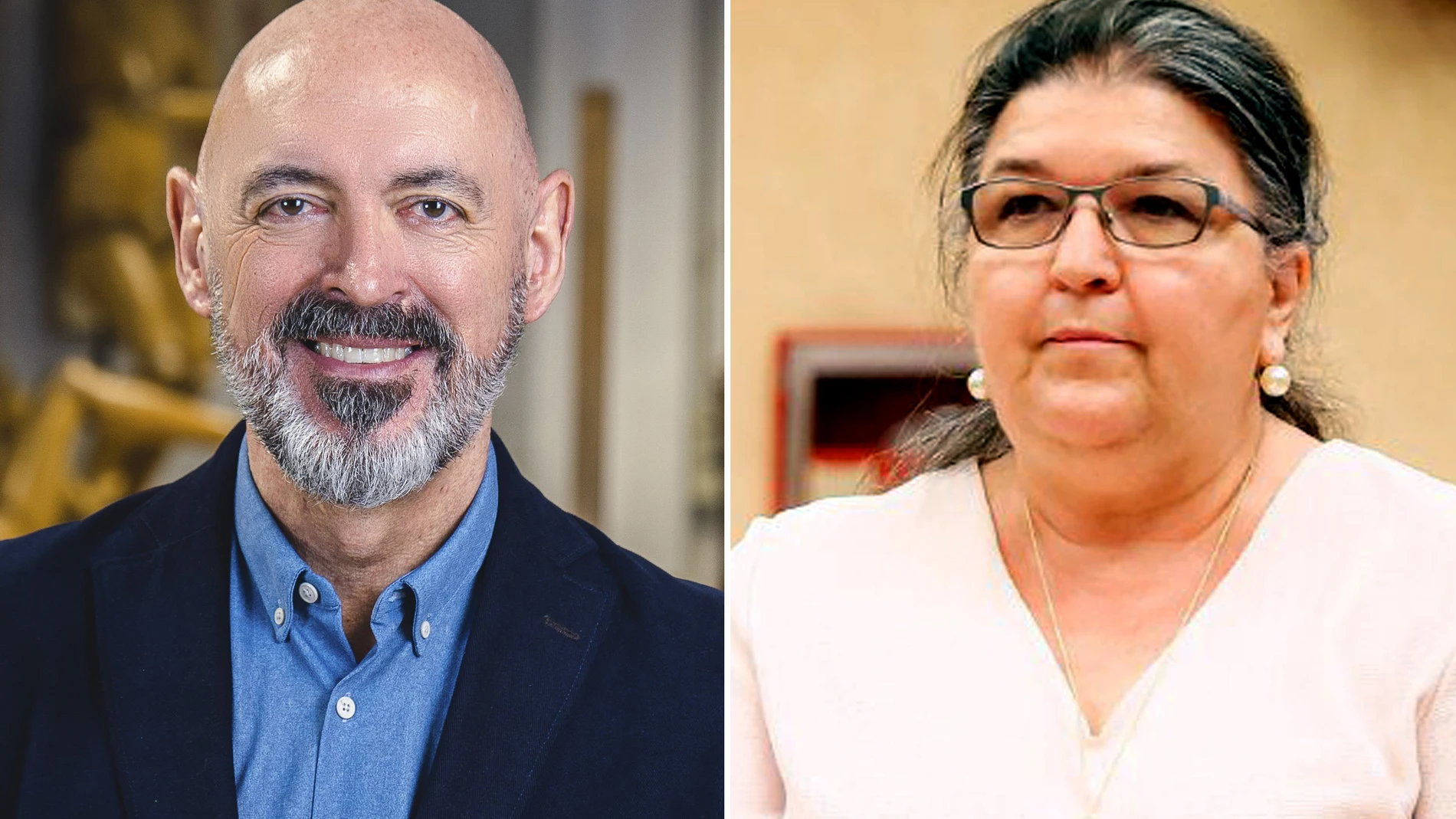 El rector de la Complutense, Joaquín Goyache, y la catedrática Esther del Campo.