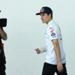 Márquez, tras la carrera, ya con el brazo derecho escayolado