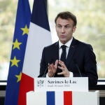 French President Emmanuel Macron visits Sainte-Savine-Le-Lac