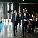 Mañueco y Pontvianne, antes de presentar el programa ICE Financia 2023