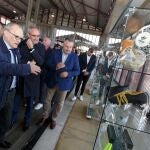El presidente de la Real Federación de Castilla y León de Fútbol, Marcelino Maté, inaugura la muestra en Ponferrada junto al alcalde Olegario Ramón y el presidente de la Diputación de León, Eduardo Morán