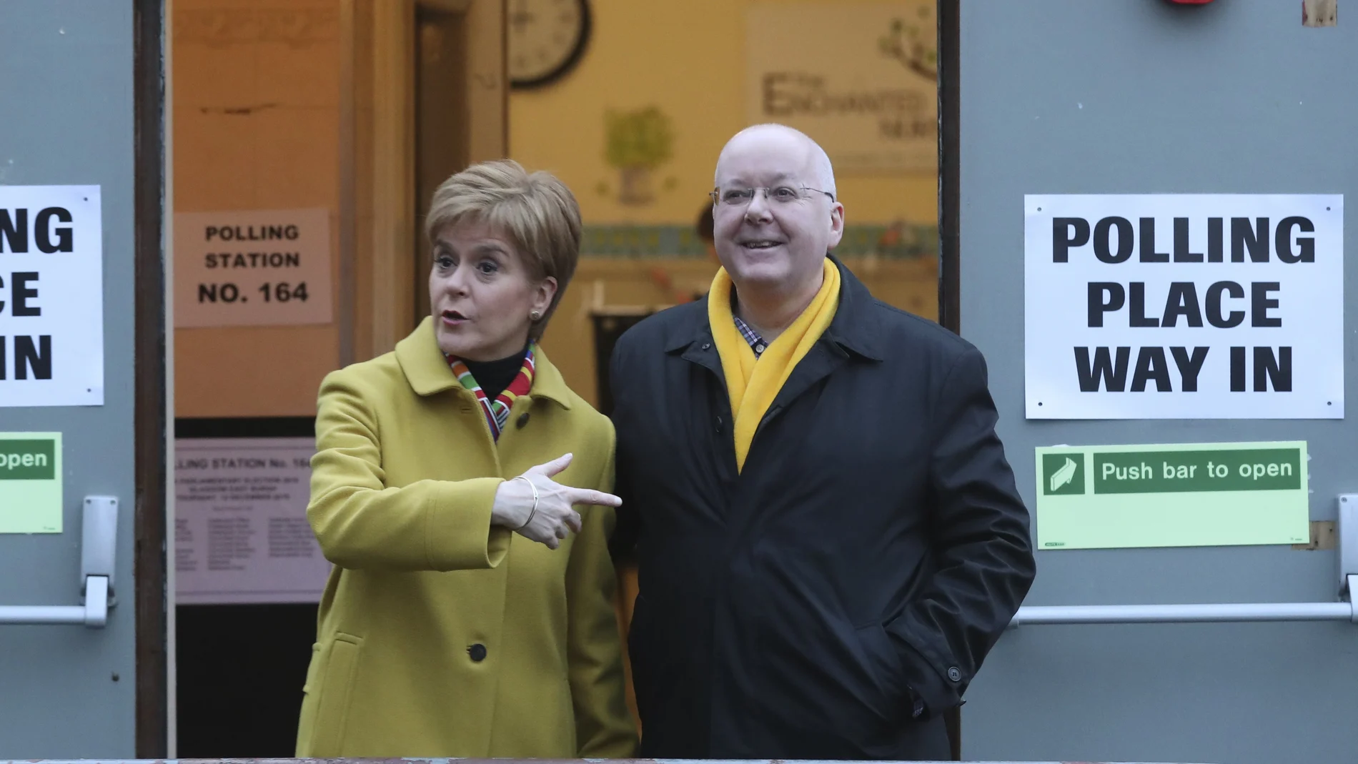 Scottish First Minister Nicola Sturgeon poses for the media with husband Peter Murrell, outside polling station in Glasgow, Scotland. British media are reporting that the husband of former Scottish National Party leader Nicola Sturgeon has been arrested in a party finance probe on Wednesday, April 5, 2023.