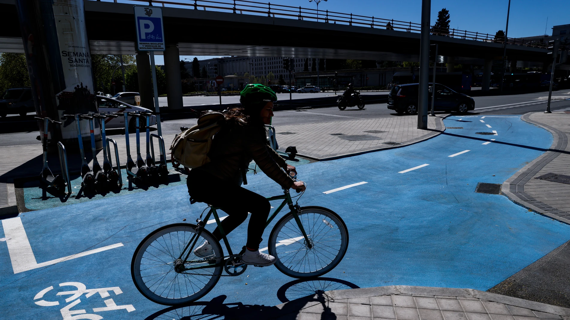 Nuevo carril bici en el paseo de la Castellana