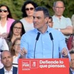 Sánchez, durante el mitin en Segovia