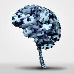 Ilustración que representa un cerebro compuesto por fichas de puzzle
