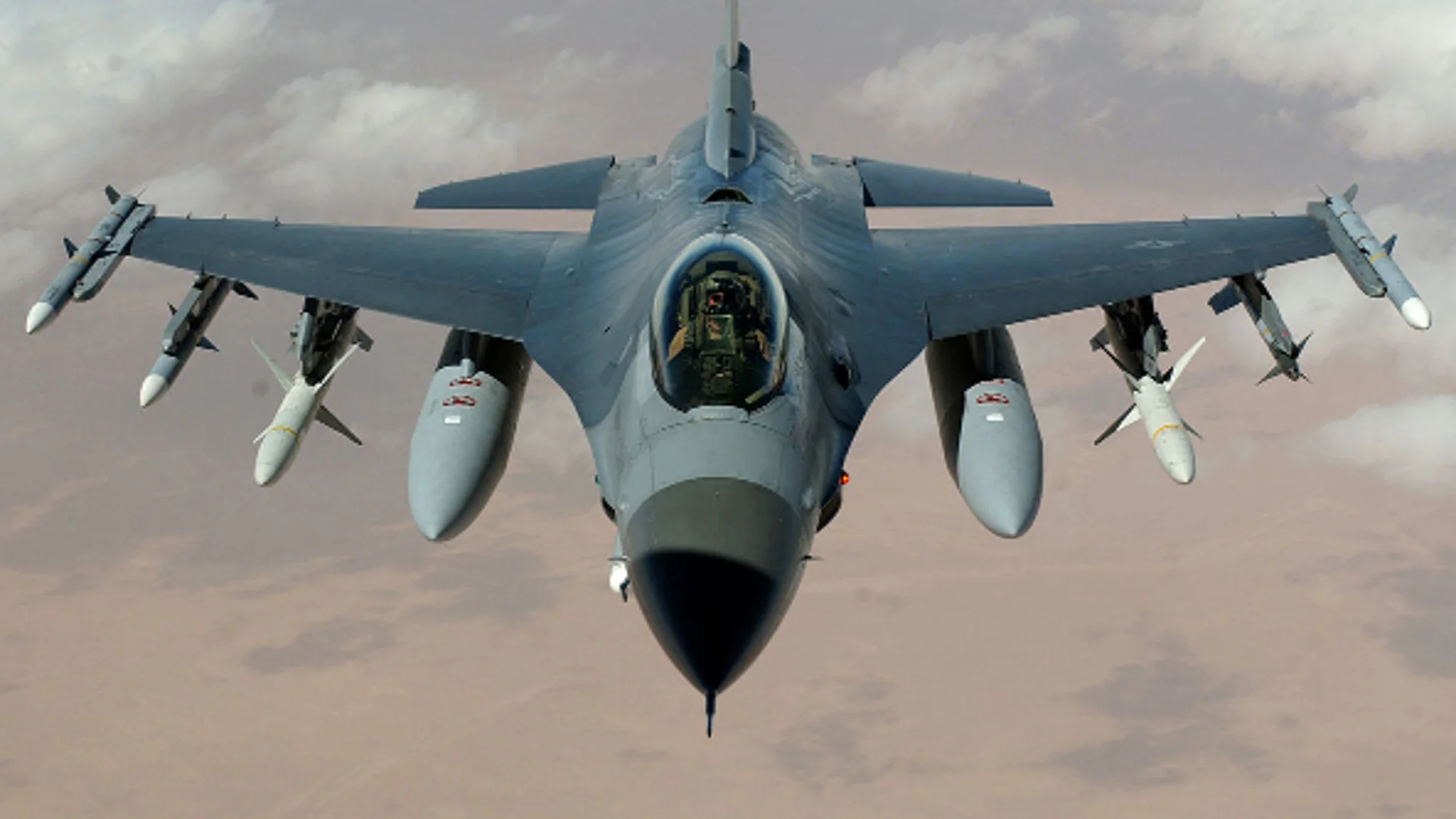 Un avión de combate F-16
