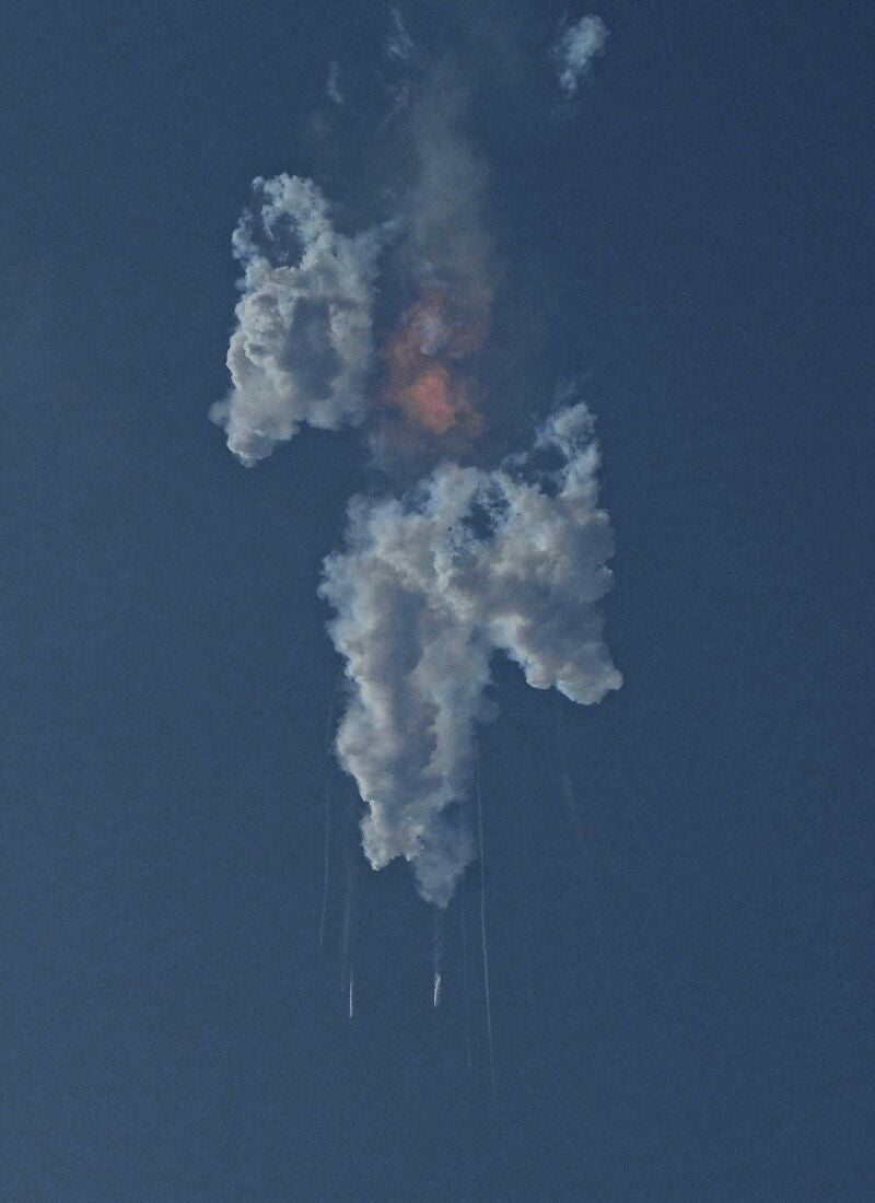 SpaceX's Starship breaks up after its launch from Starbase in Boca Chica, Texas, Thursday, April 20, 2023. SpaceXís giant new rocket exploded minutes after blasting off on its first test flight and crashed into the Gulf of Mexico. 